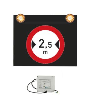 Značka s výstražným světlem 230V, Zákaz vjezdu vozidel, jejichž šířka přesahuje vyznačenou mez