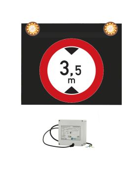 Značka s výstražným světlem 230V, Zákaz vjezdu vozidel, jejichž výška přesahuje vyznačenou mez
